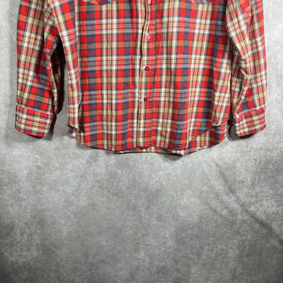 Vintage The Men's Shop Shirt Mens Large Red Plaid‎ Flannel Button Up Lumberjack - Picture 3 of 7